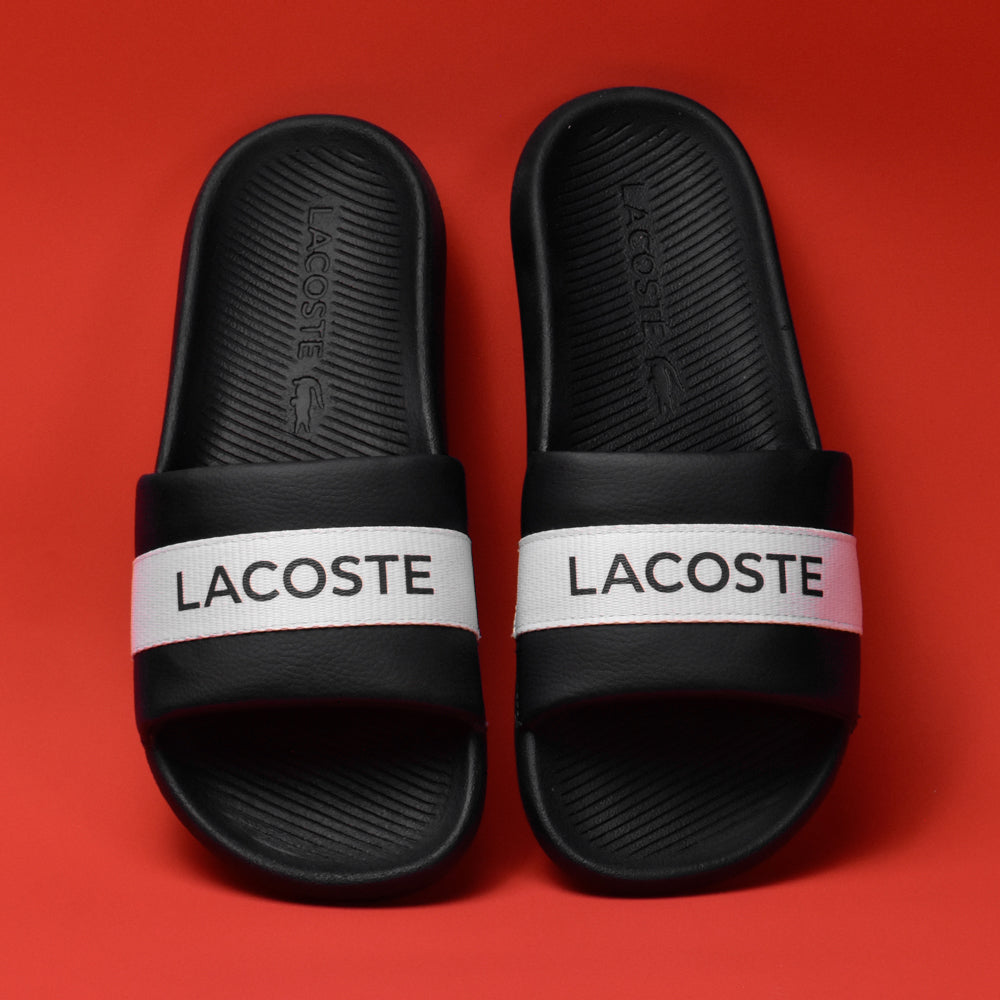 CROCO SLIDE 0721 1 CFA BLK/WHT LACOSTE